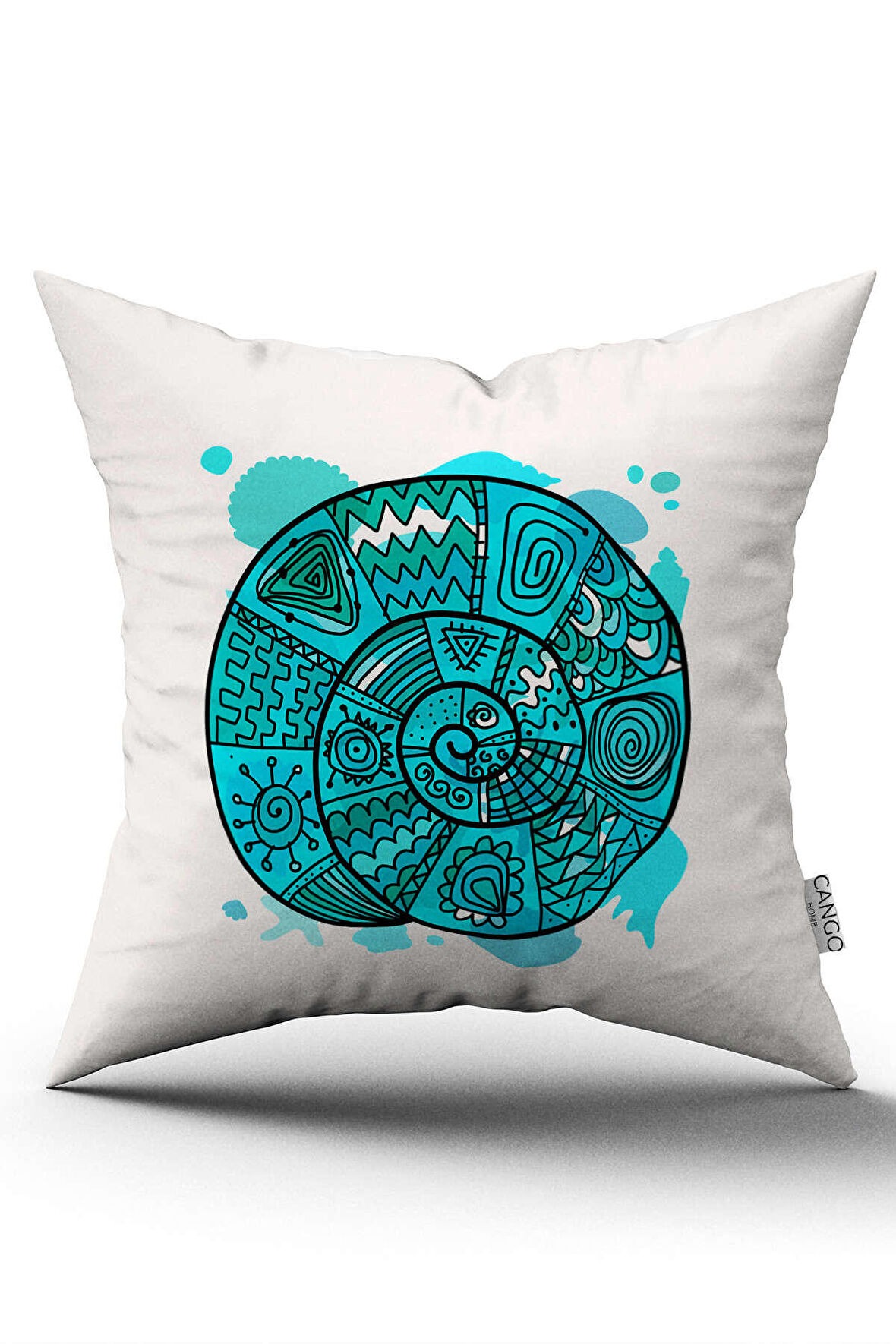 Çift Taraflı Mavi Beyaz Marin Desenli  Dijital Baskılı Kırlent Kılıfı CGH1143