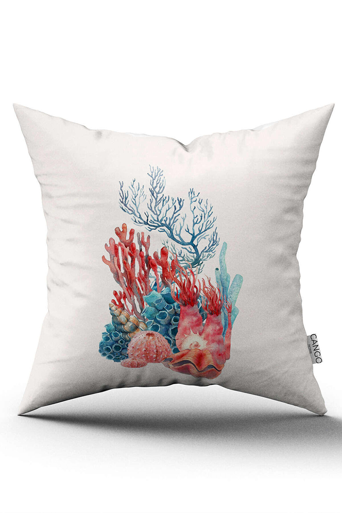 Çift Taraflı Kırmızı Mavi Marin Desenli Dijital Baskılı Kırlent Kılıfı CGH1147