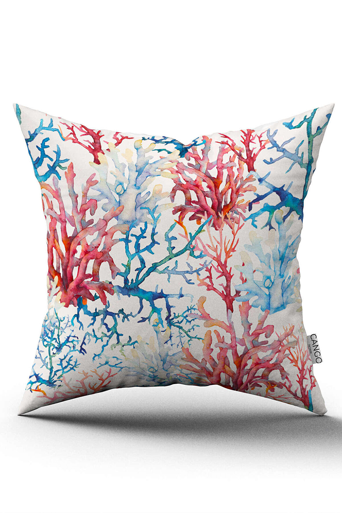 Çift Taraflı Kırmızı Mavi Marin Desenli Dijital Baskılı Kırlent Kılıfı CGH1153