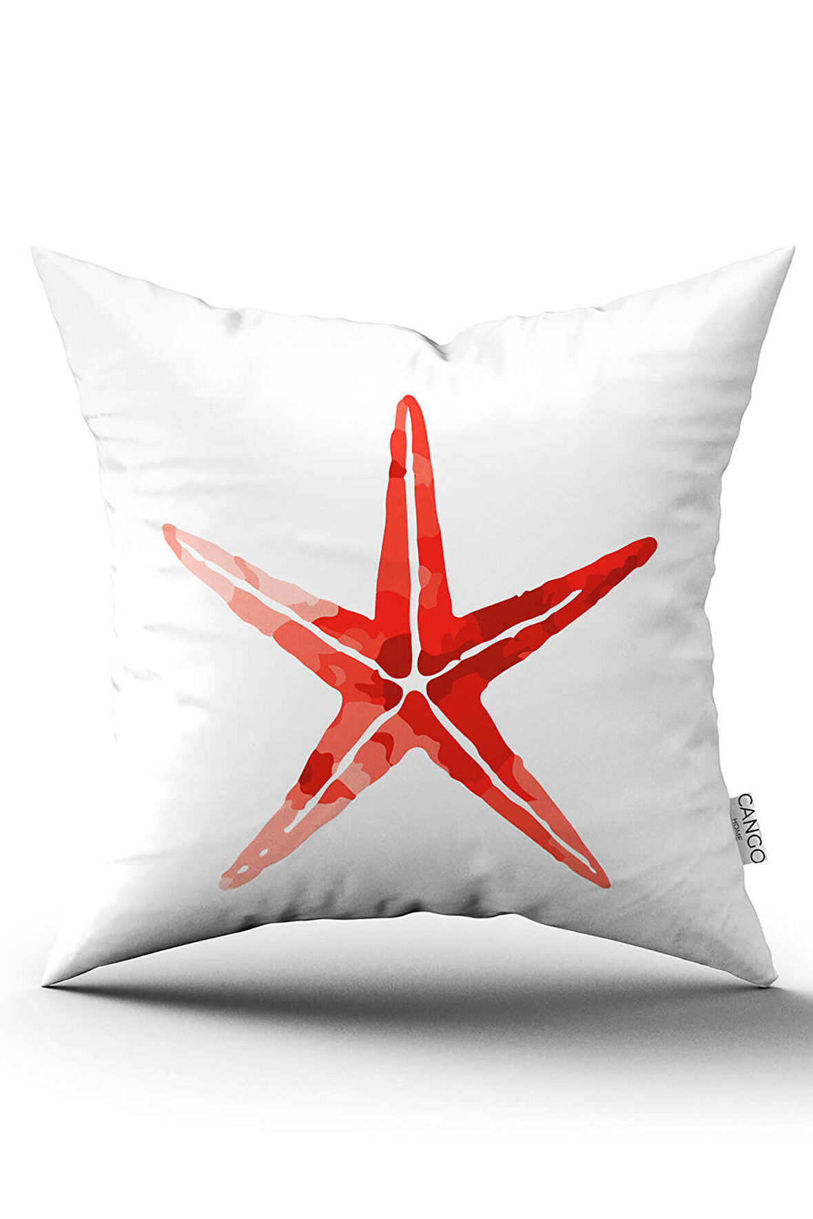 Çift Taraflı Kırmızı Beyaz Marin Desenli Dijital Baskılı Kırlent Kılıfı CGH1238