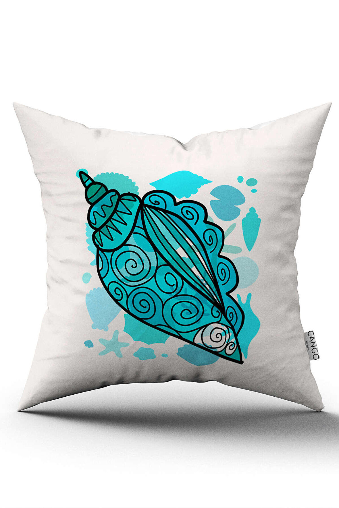 Çift Taraflı Mavi Beyaz Marin Desenli  Dijital Baskılı Kırlent Kılıfı CGH1142