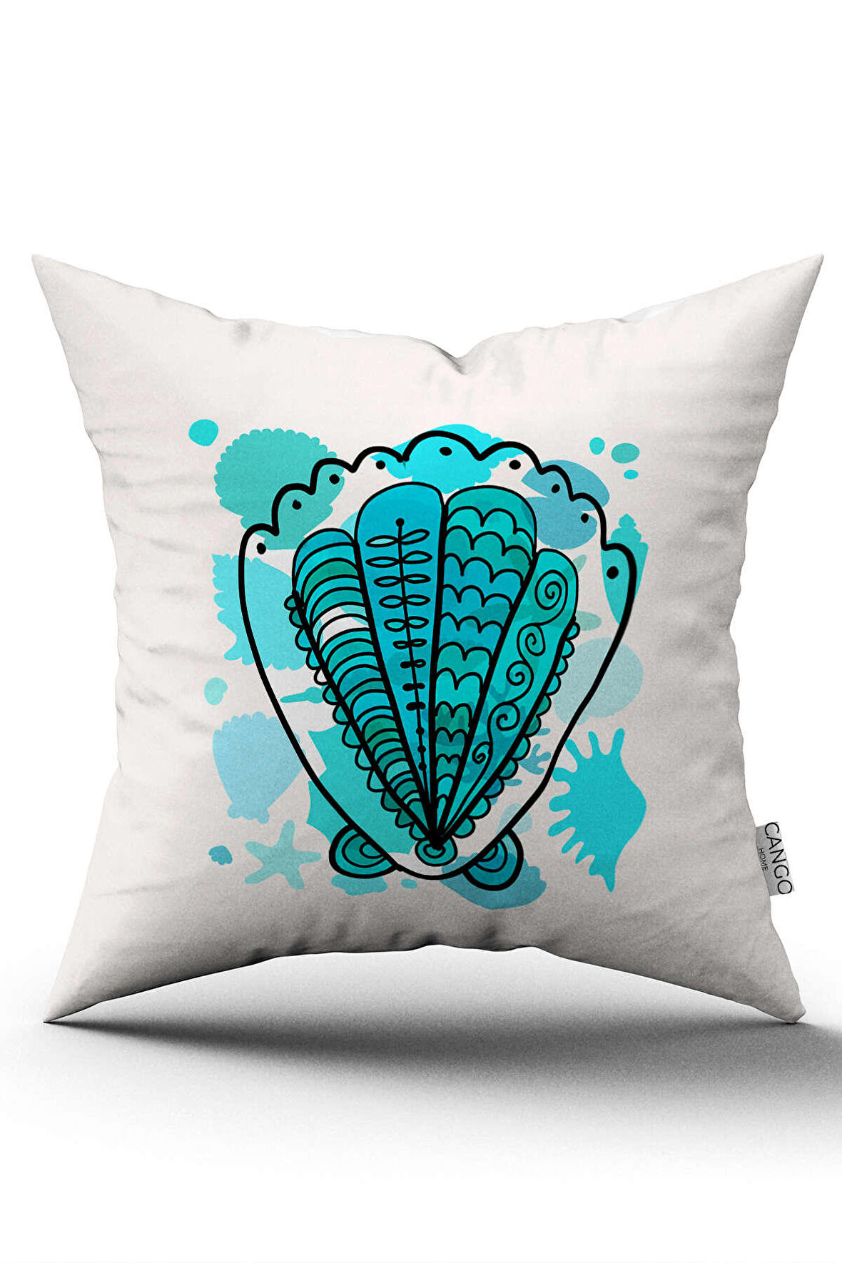 Çift Taraflı Mavi Beyaz Marin Desenli Dijital Baskılı Kırlent Kılıfı CGH1144