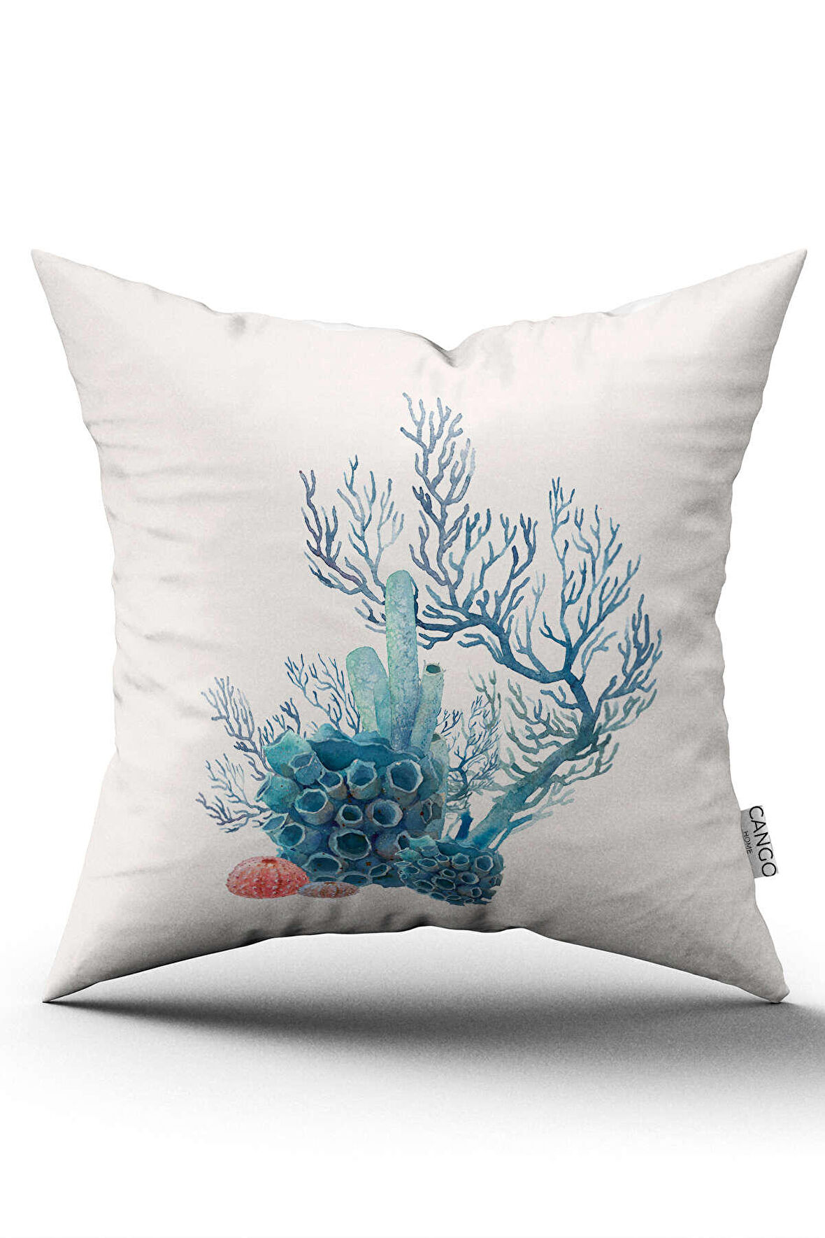 Çift Taraflı Mavi Marin Desenli Dijital Baskılı Kırlent Kılıfı CGH1149