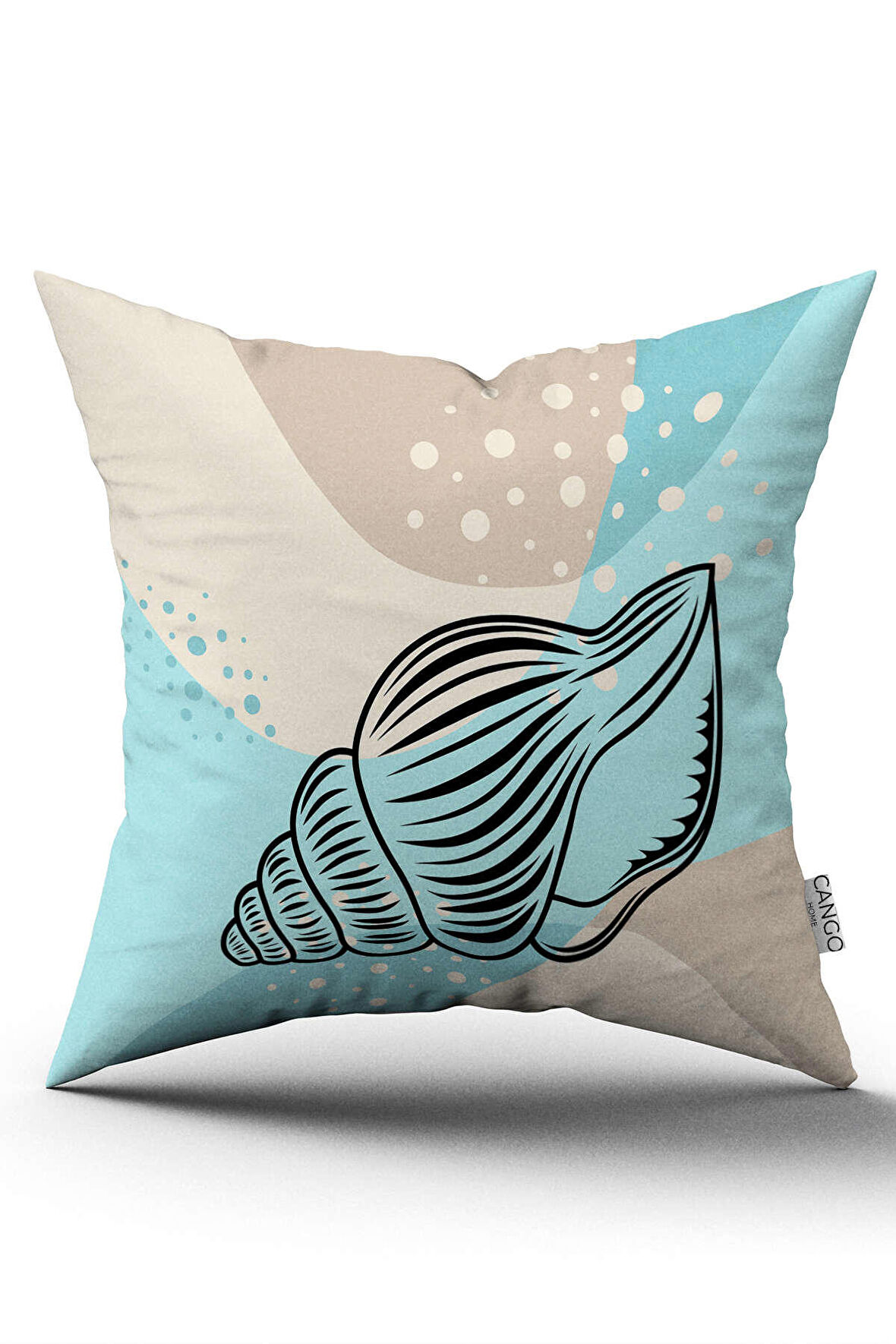 Çift Taraflı Mavi Krem Marin Desenli Dijital Baskılı Kırlent Kılıfı CGH1184