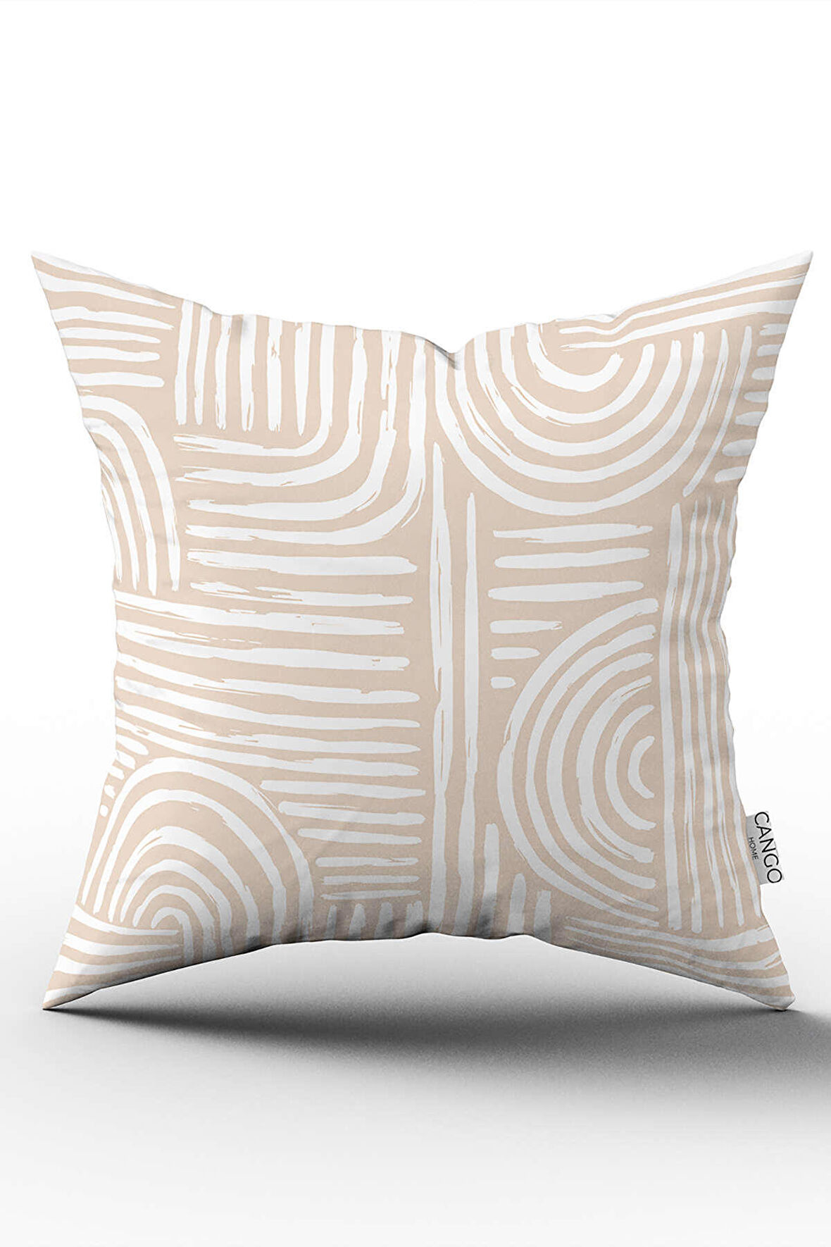 Çift Taraflı Krem Beyaz Bohem İskandinav Geometrik Desenli Dijital Baskılı Kırlent Kılıfı CGH1207