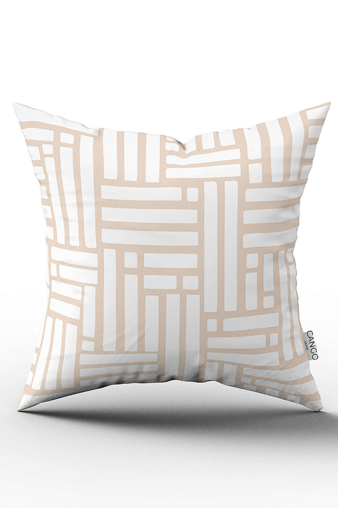 Çift Taraflı Krem Beyaz Bohem İskandinav Geometrik Desenli Dijital Baskılı Kırlent Kılıfı CGH1208