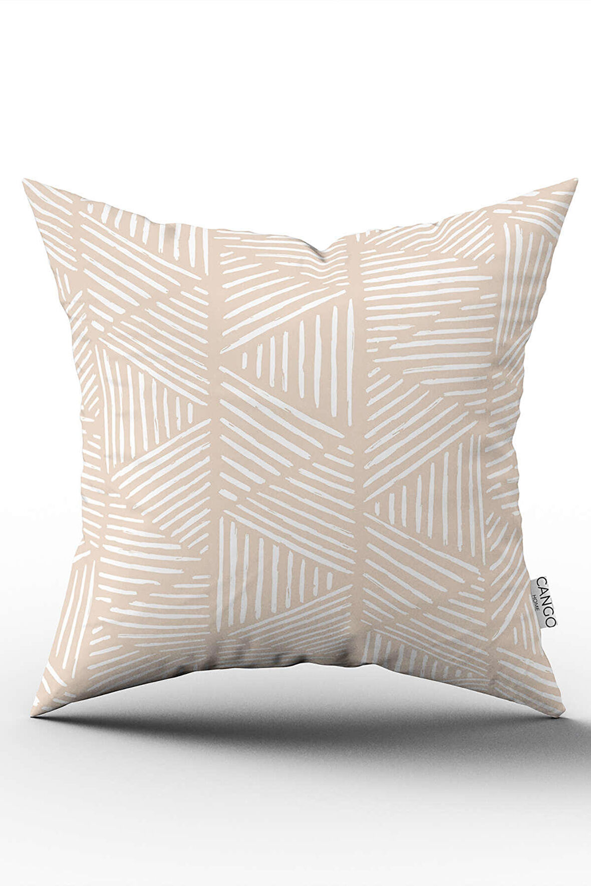 Çift Taraflı Krem Beyaz Bohem İskandinav Geometrik Desenli Dijital Baskılı Kırlent Kılıfı CGH1211