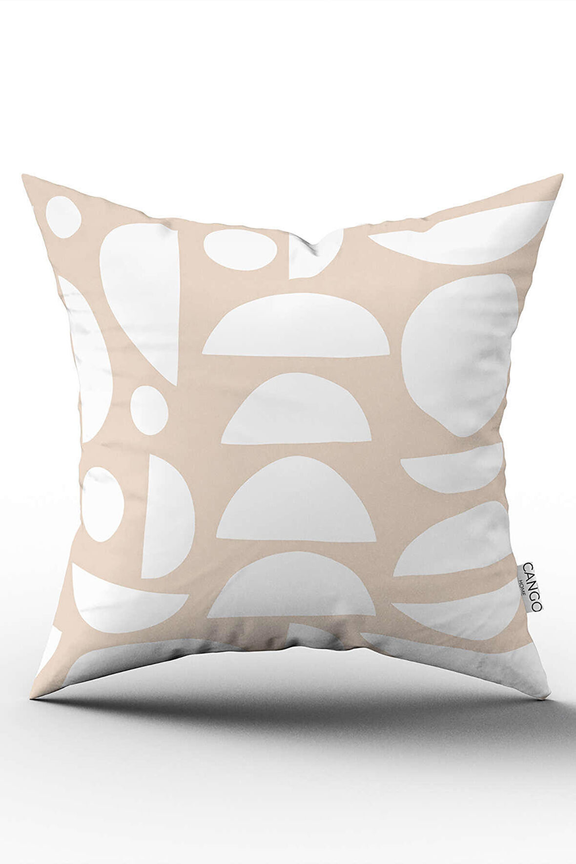 Çift Taraflı Krem Beyaz Bohem İskandinav Geometrik Desenli Dijital Baskılı Kırlent Kılıfı CGH1212