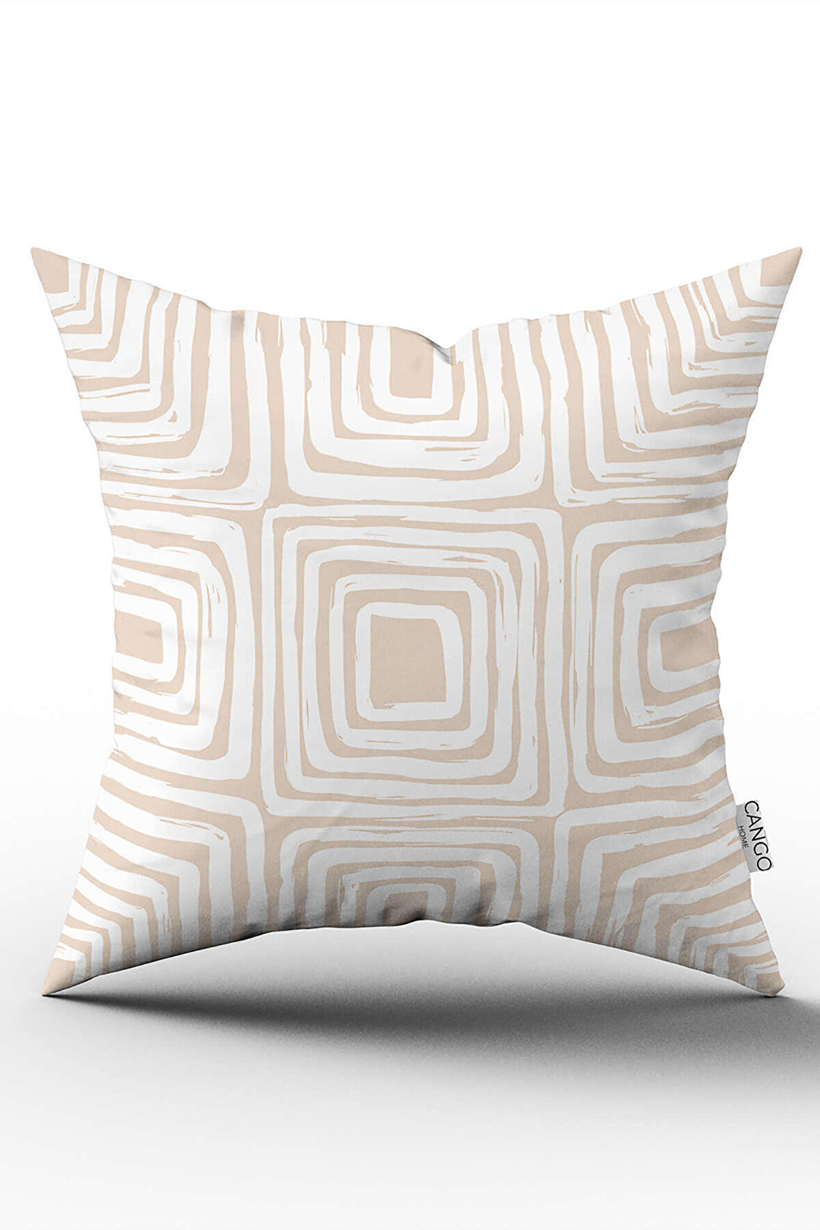 Çift Taraflı Krem Beyaz Bohem İskandinav Geometrik Desenli Dijital Baskılı Kırlent Kılıfı CGH1213