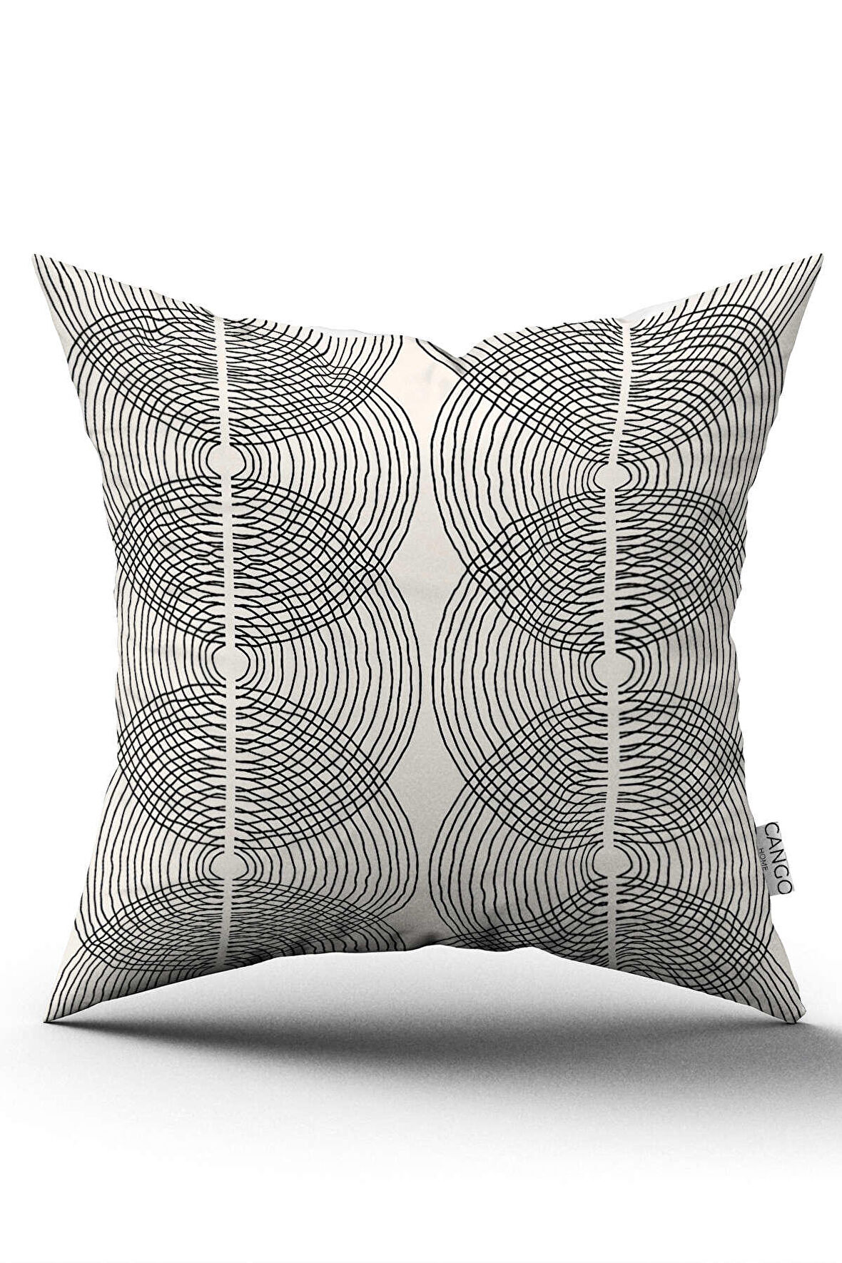 Çift Taraflı Krem Siyah Bohem İskandinav Geometrik Desenli Dijital Baskılı Kırlent Kılıfı CGH1214