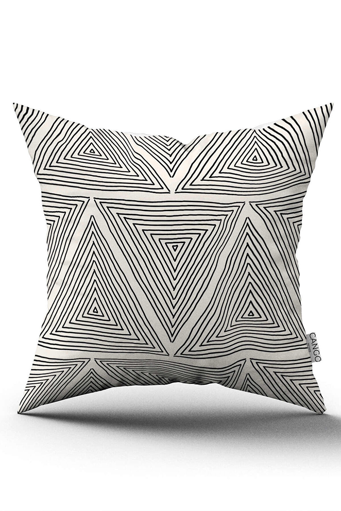 Çift Taraflı Krem Siyah Bohem İskandinav Geometrik Dijital Baskılı Kırlent Kılıfı CGH1216