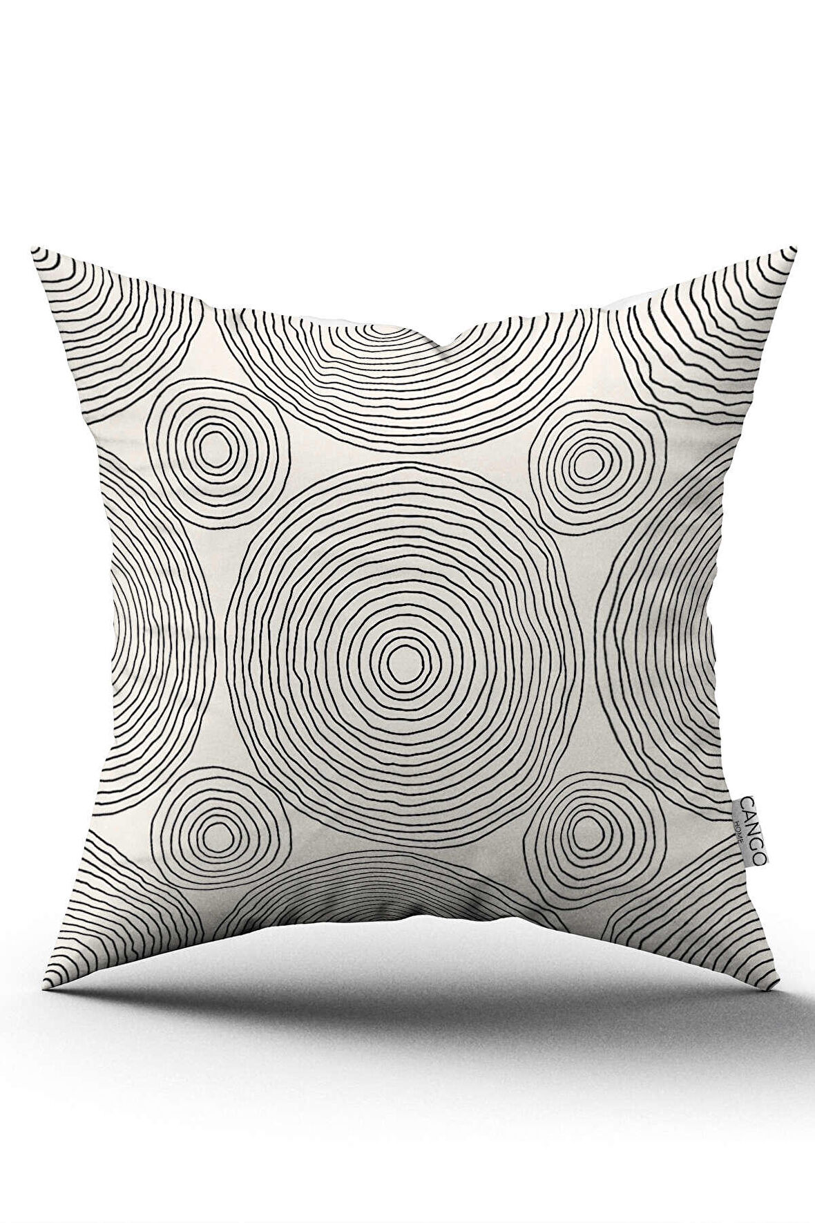 Çift Taraflı Krem Siyah Bohem İskandinav Geometrik Dijital Baskılı Kırlent Kılıfı CGH1219