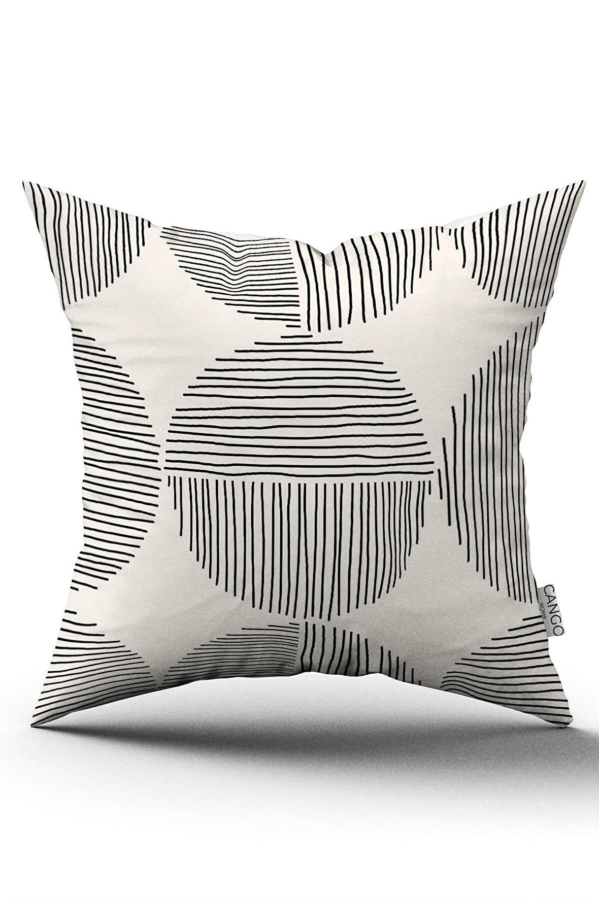 Çift Taraflı Krem Siyah Bohem İskandinav Geometrik Dijital Baskılı Kırlent Kılıfı CGH1220