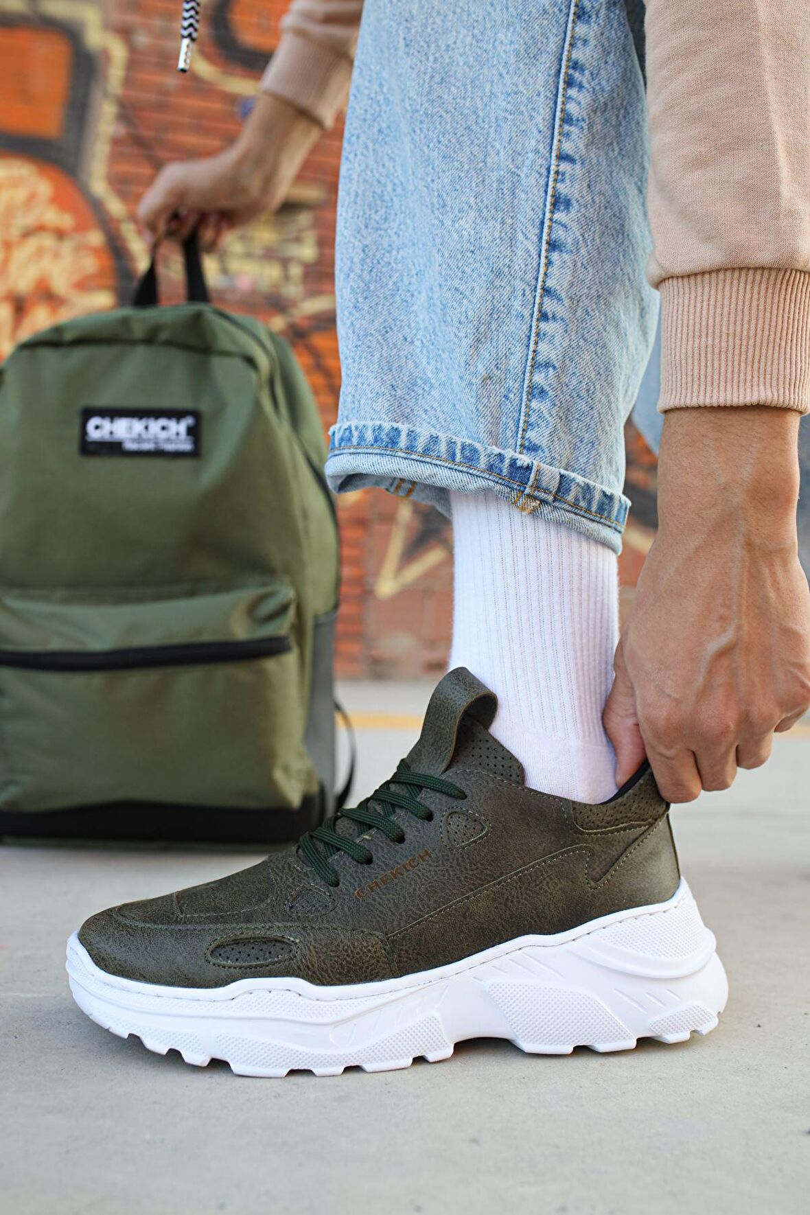 CH089 CBT Low Top Lace Up Erkek Ayakkabı HAKI