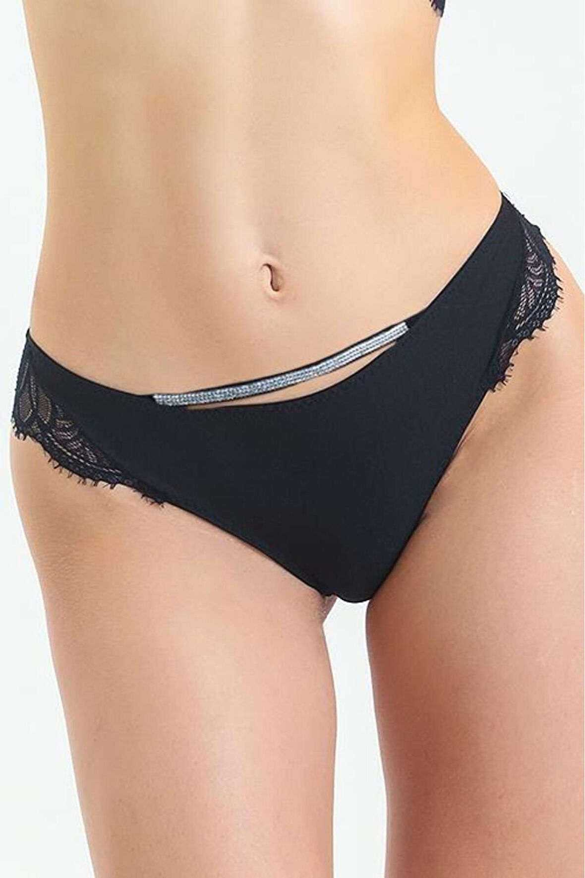 Taşlı Dantelli Normal Külot