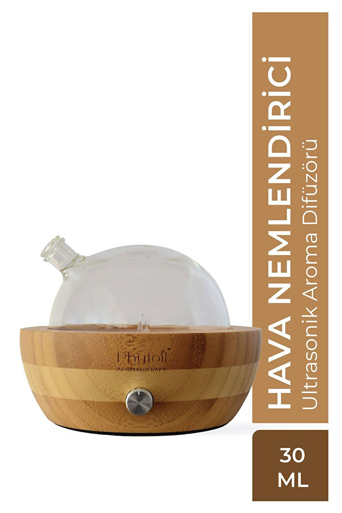 Ultrasonik Aroma Difüzörü 30 ml – Doğal Bambu Hava Nemlendirici ve Koku Dağıtıcı