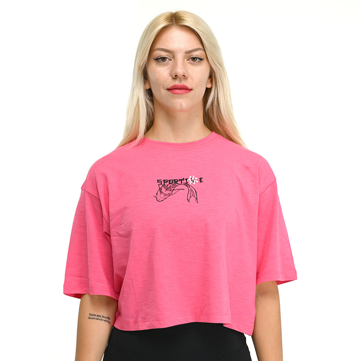 Aki Kadın Pembe Günlük Stil T-Shirt 24YKTL18B13-PMB