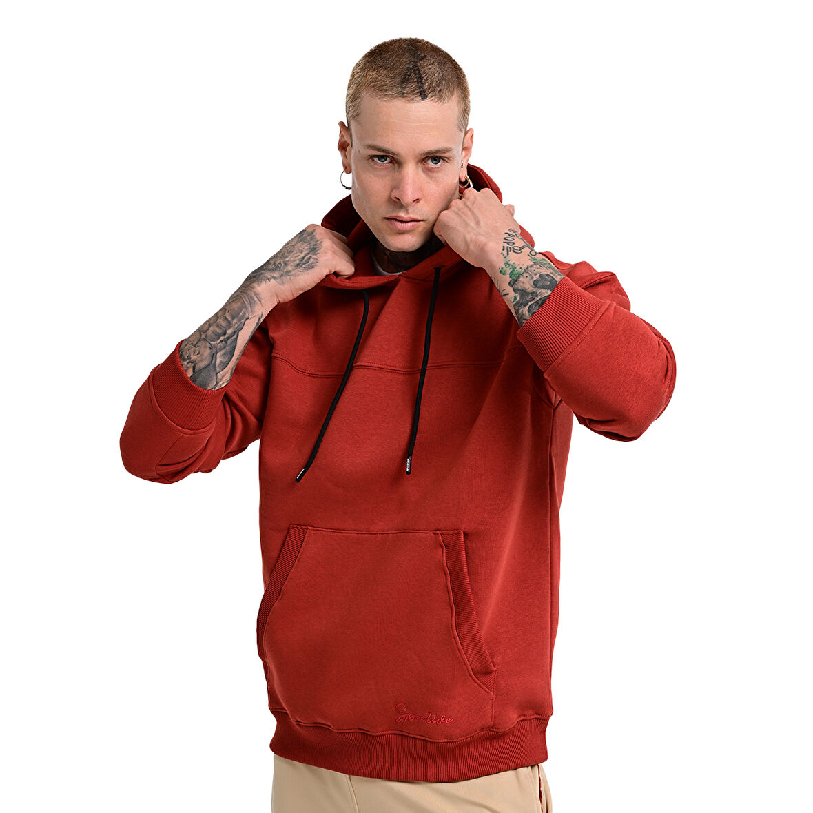 Lerida Hoodie Erkek Turuncu Günlük Stil Sweatshirt 24KU001-KRMT