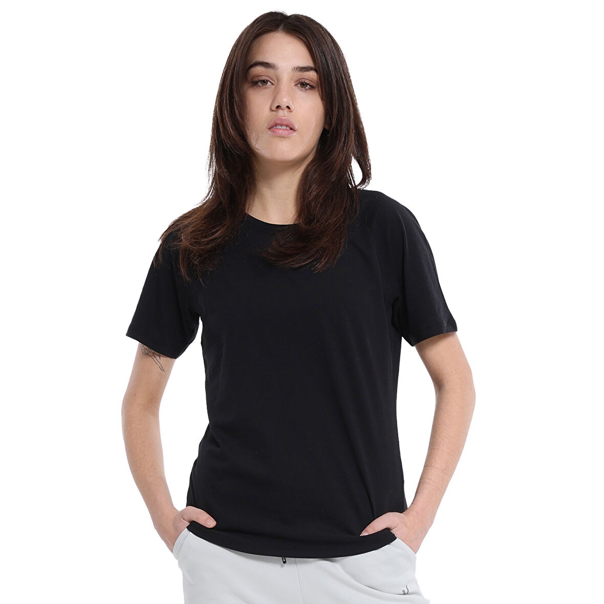 Mine Kadın Siyah Günlük Stil T-Shirt 25YK018-SYH