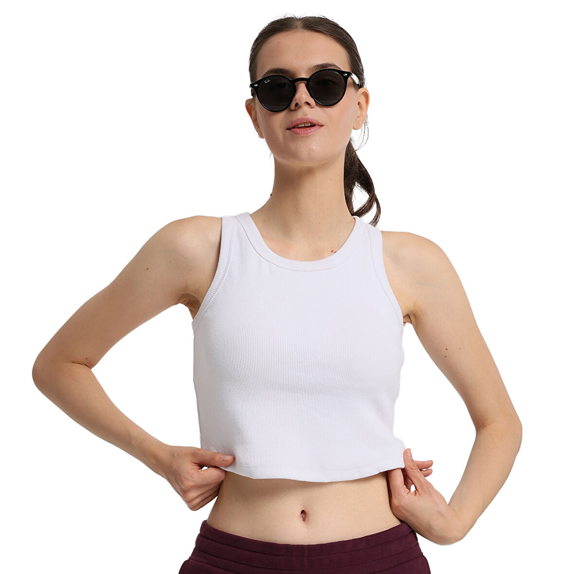 Suzu Kadın Beyaz Günlük Stil Atlet 25YK023-BYZ