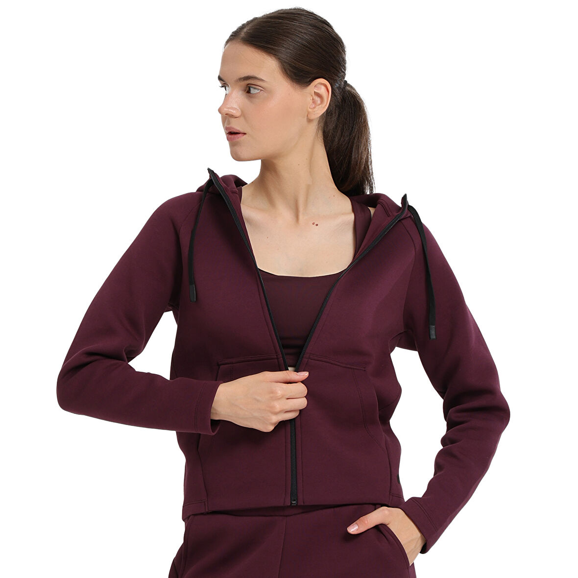 Peoria Kadın Bordo Günlük Stil Eşofman Üstü 25KK1048-BRD