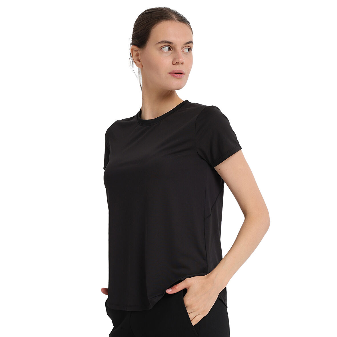 Zana Kadın Siyah Koşu T-Shirt 25KK1047-SYH