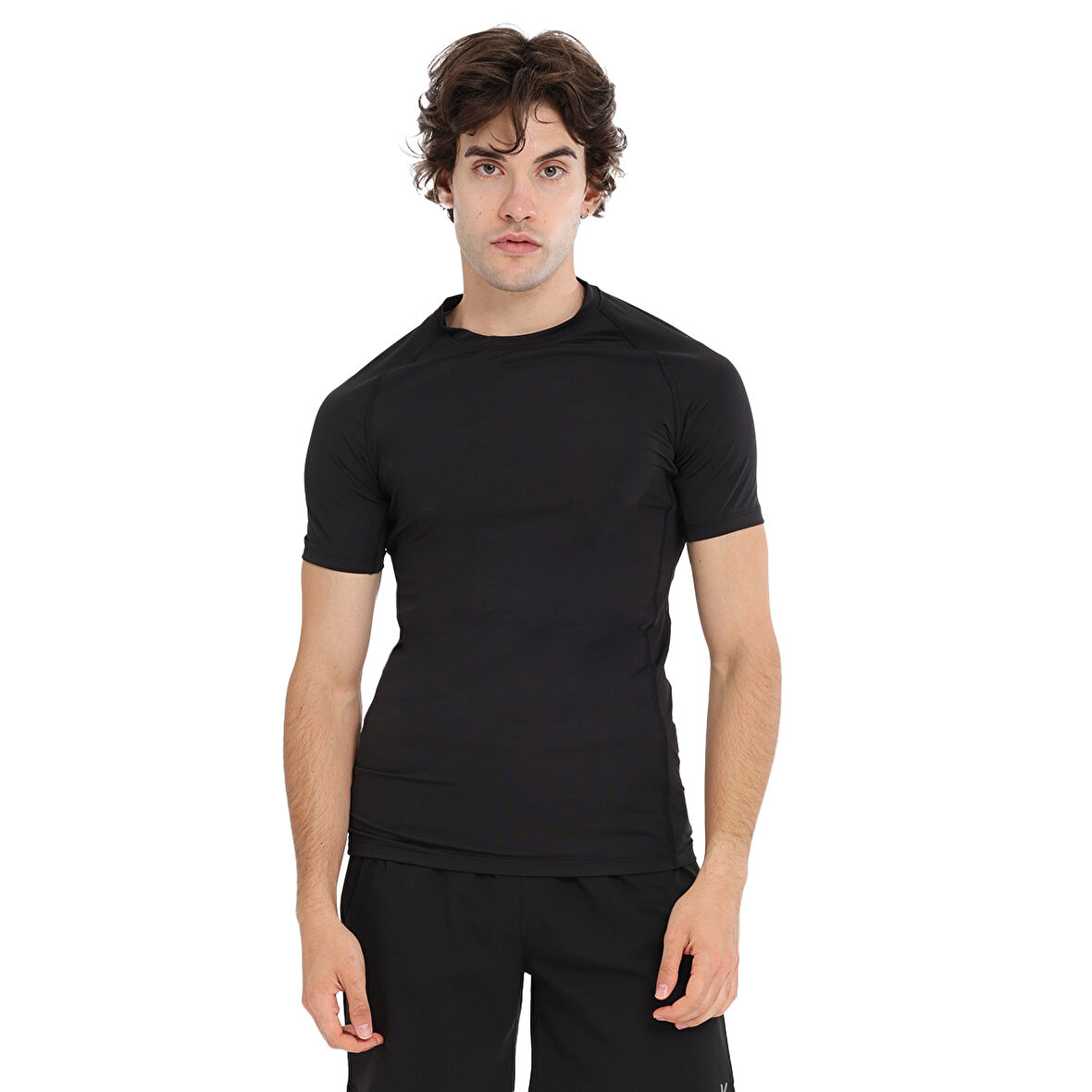 Yuma Slim Erkek Siyah Antrenman T-Shirt 25KE1026-SYH