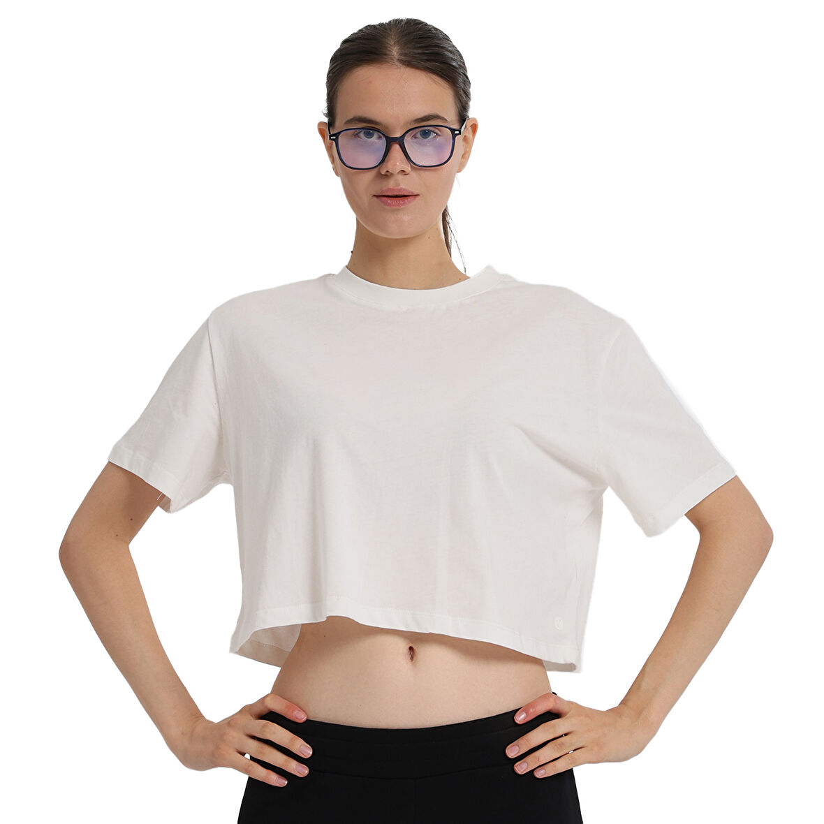 Sedona Cropped Kadın Beyaz Günlük Stil T-Shirt 25KK1034-KBYZ