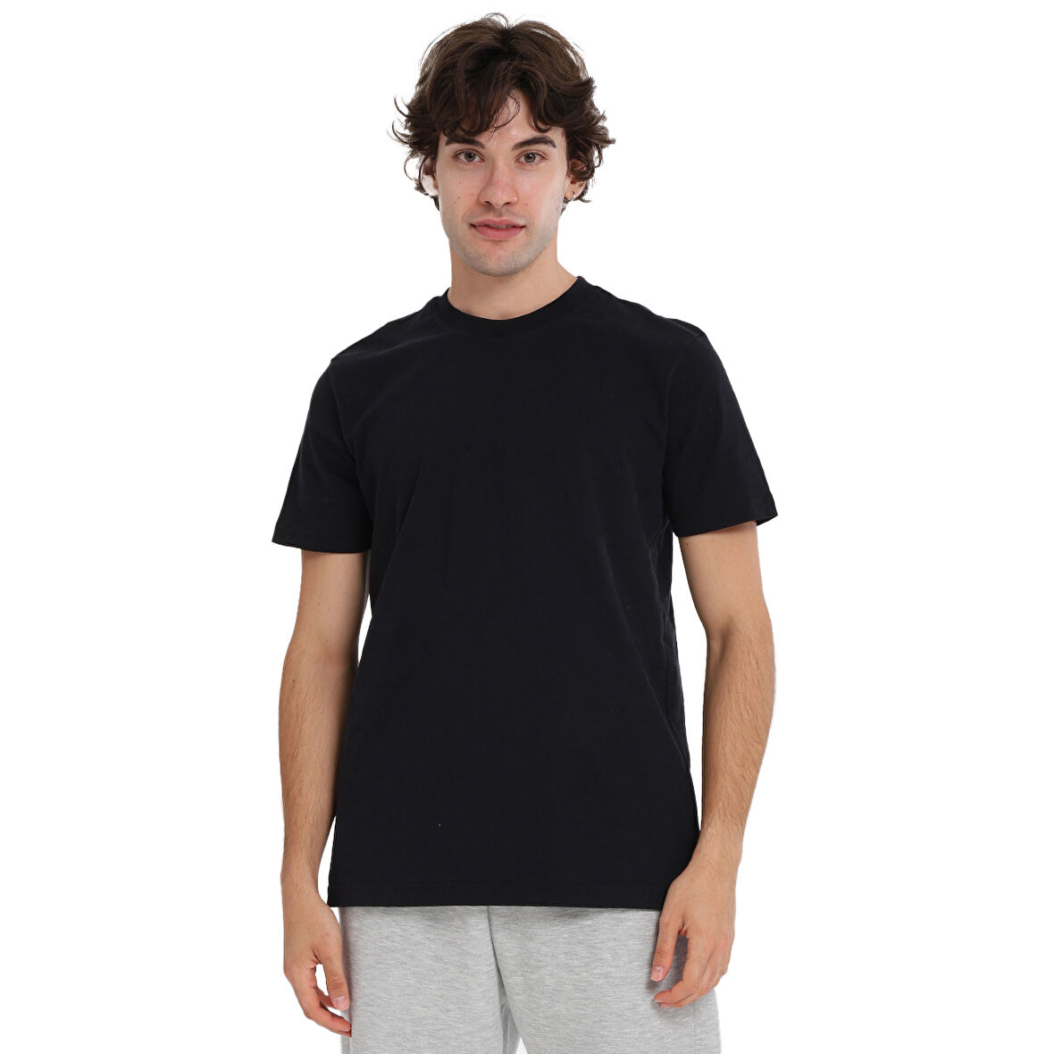 Bow Erkek Siyah Günlük Stil T-Shirt 25KE1016-SYH