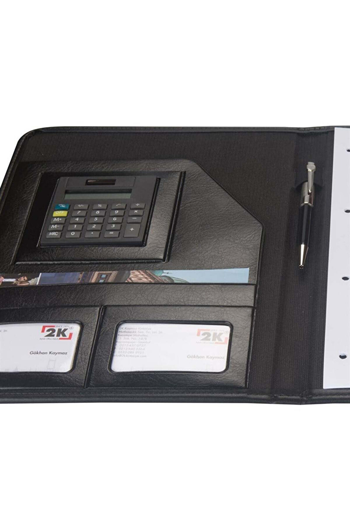 Kapaklı Sekreterlik Padfolio Hesap Makinalı A4 100 Yaprak Kapasiteli Vegan 24,5x32 cm