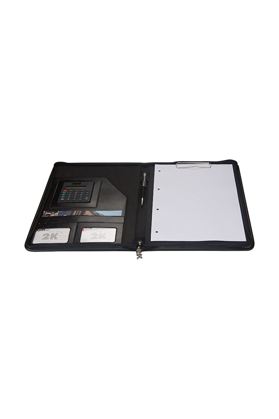 Kapaklı Sekreterlik Padfolio Hesap Makinalı Fermuarlı A4 100 Yaprak Kapasiteli Vegan 25,5x34 cm