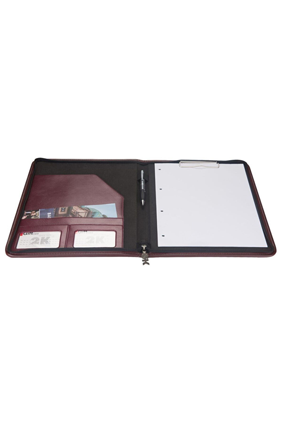 Kapaklı Sekreterlik Padfolio Fermuarlı A4 100 Yaprak Kapasiteli Vegan 25,5x34 cm