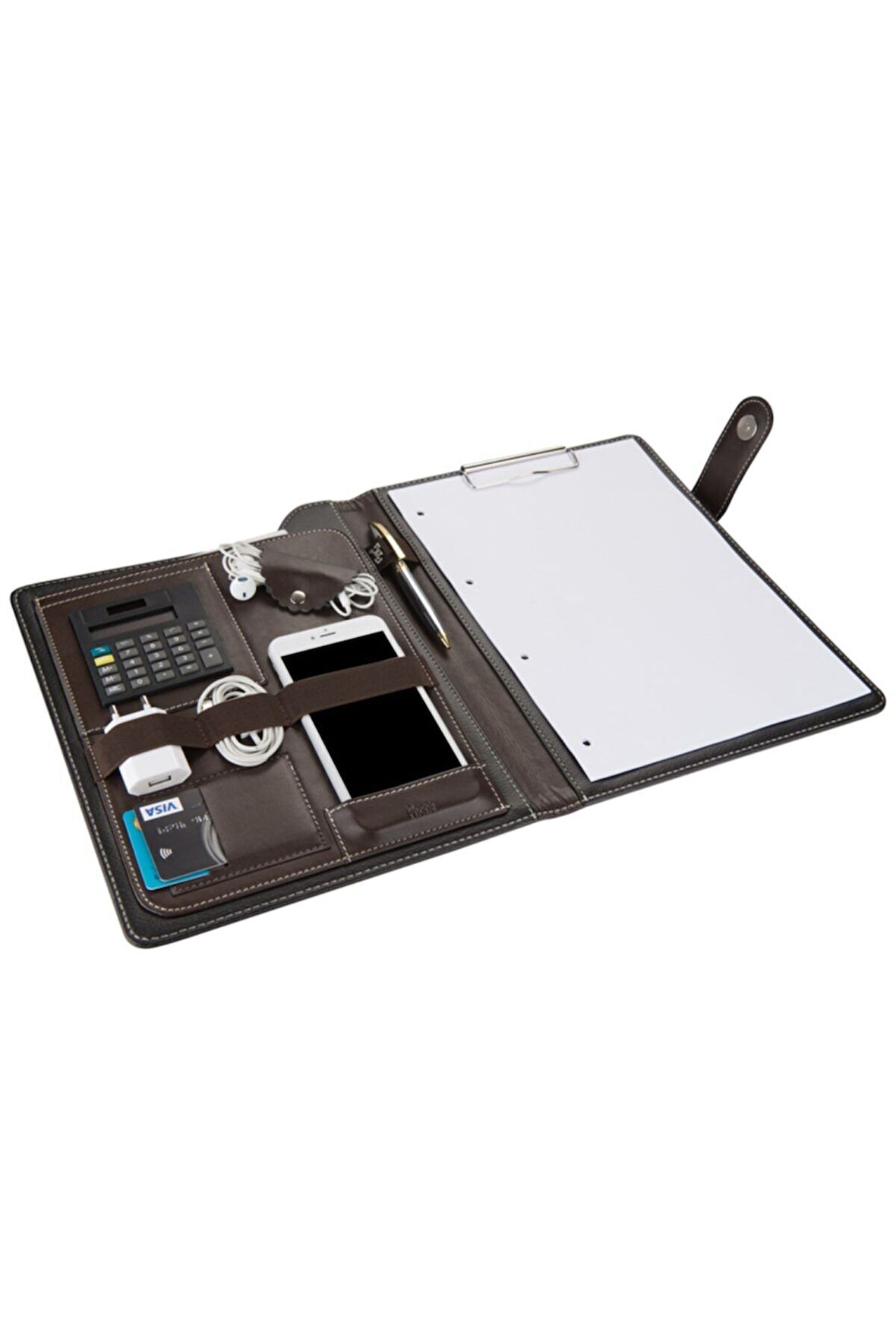 Kapaklı Sekreterlik Padfolio Hesap Makinalı A4 100 Yaprak Kapasiteli Vegan 24,5x32 cm