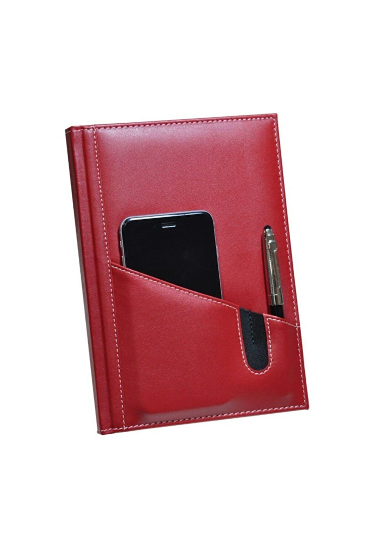 Deri Defter Günlük Journal Ajanda Tarihsiz Çizgili Telefon Kılıflı 160 Yaprak Vegan 17x24 cm