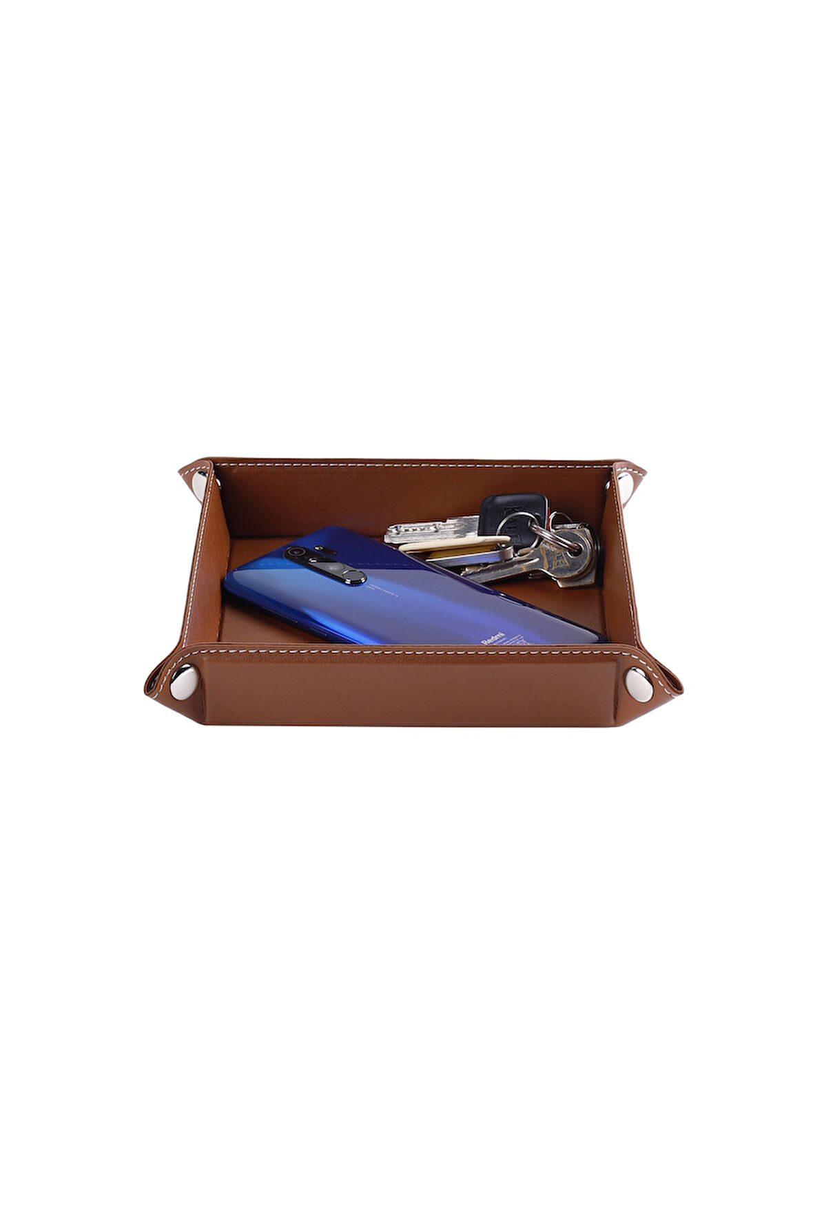 Masaüstü Organizer Düzenleyici Deri Dekoratif Sepet Kare Desktop Organizer Rainbow Vegan 16,5x16,5 cm