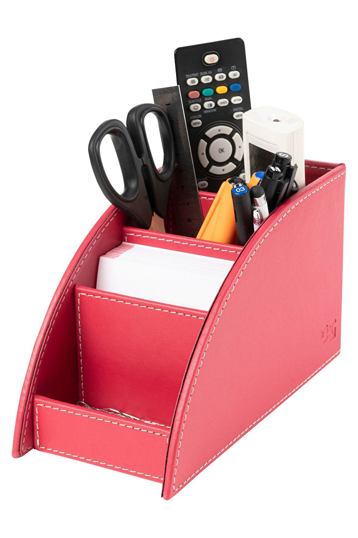 Masaüstü Deri Kalemlik Kumandalık Organizer 4 Gözlü Desktop Organizer Rainbow Vegan 10x21,5x12,5 cm