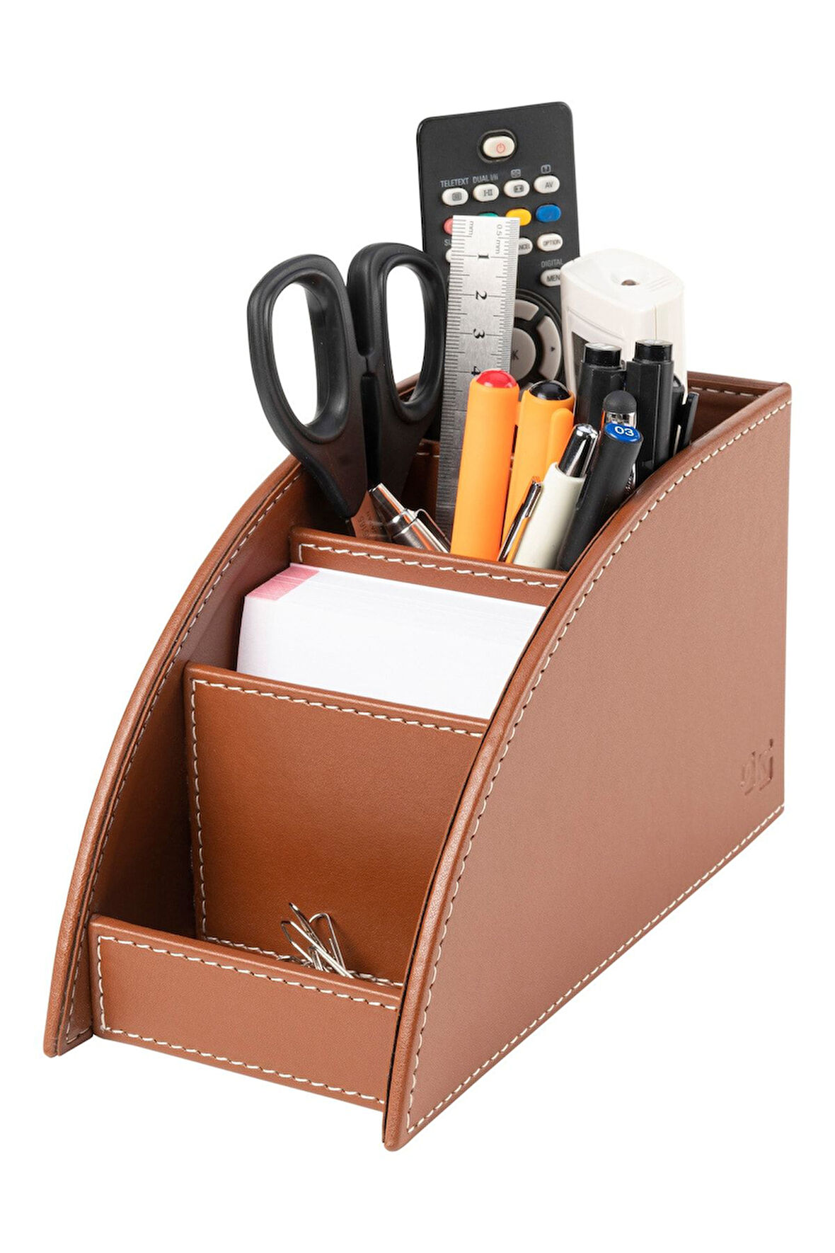 Masaüstü Deri Kalemlik Kumandalık Organizer 4 Gözlü Desktop Organizer Rainbow Vegan 10x21,5x12,5 cm