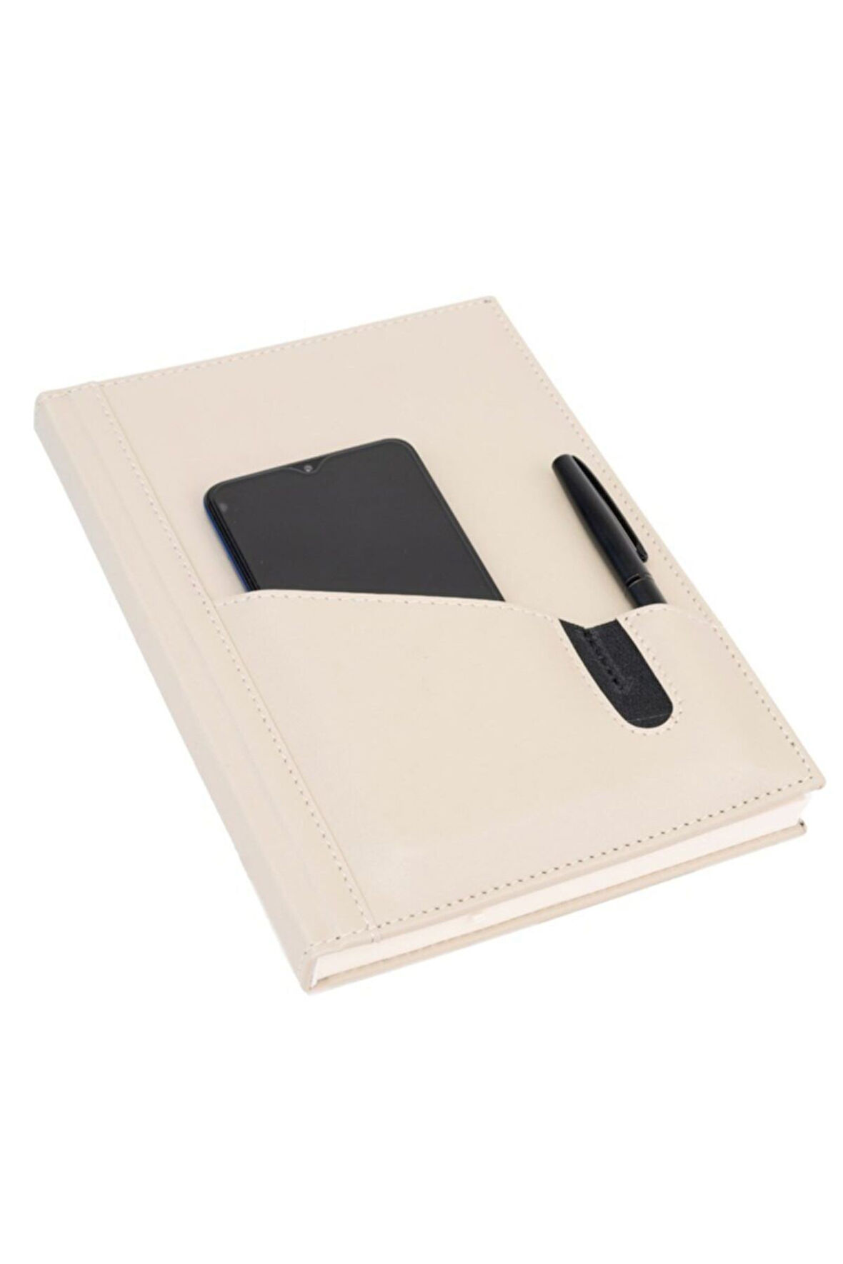 Deri Defter Günlük Journal Ajanda Tarihsiz Düz Telefon Kılıflı 160 Yaprak Vegan 17x24 cm