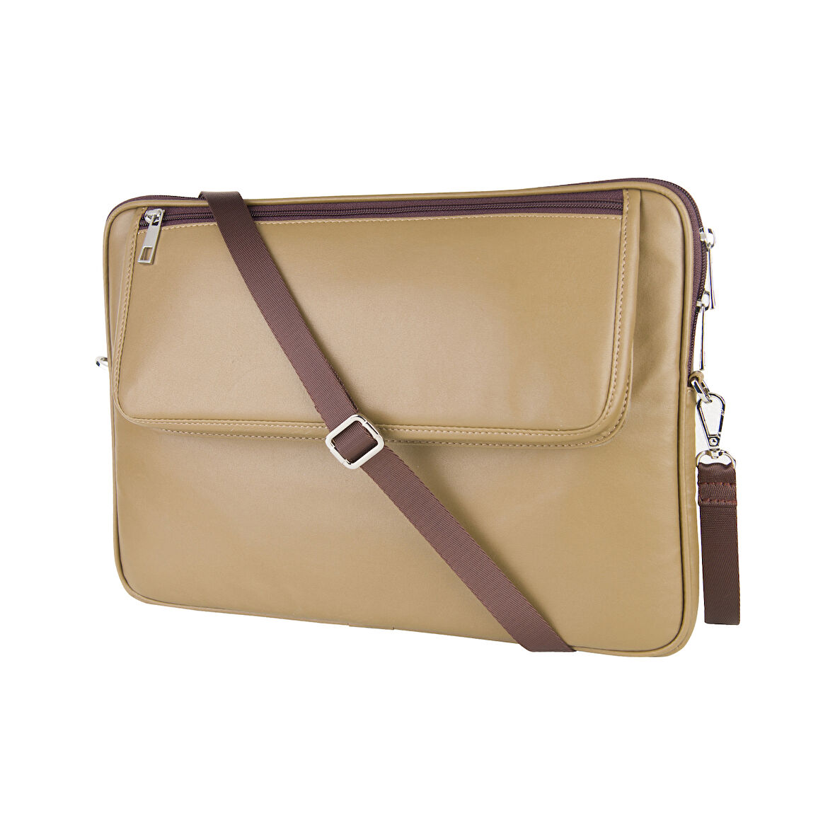 2K S.Deri Laptop Çantası,Tablet Çantası,14'' inç,Vegan,Omuz ve Valiz Askılı,Aksesuar ve Evrak Cepli,25.5*36*2 cm.,Vizon