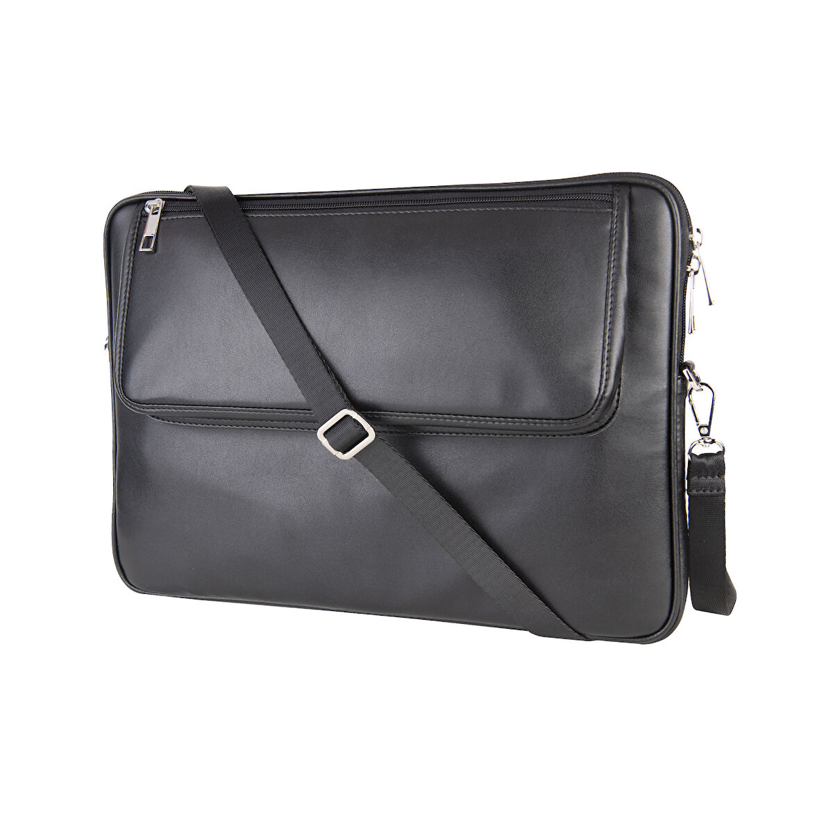 2K S.Deri Laptop Çantası,Tablet Çantası,14'' inç,Vegan,Omuz ve Valiz Askılı,Aksesuar ve Evrak Cepli,25.5*36*2 cm.,Siyah