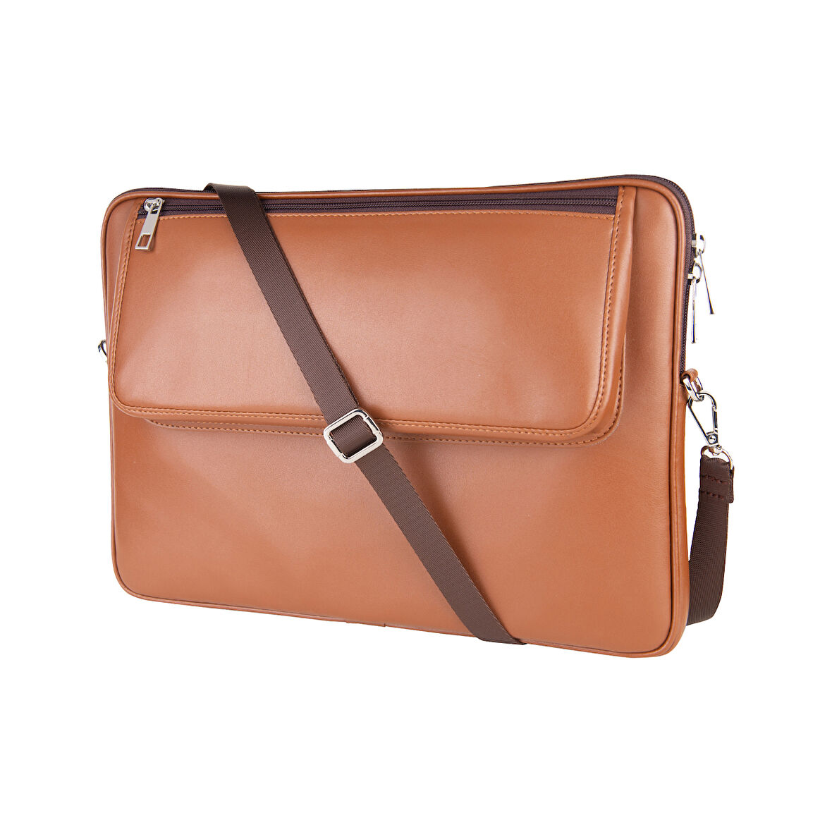 2K S.Deri Laptop Çantası,Tablet Çantası,14'' inç,Vegan,Omuz ve Valiz Askılı,Aksesuar ve Evrak Cepli,25.5*36*2 cm.,Taba