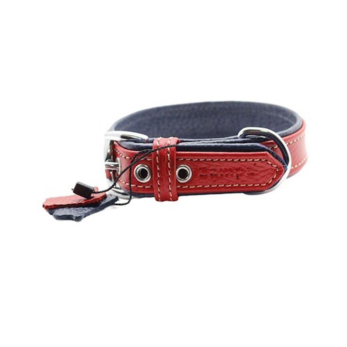 Zampa Yumuşak Dokulu Gerçek Deri Flatiron Köpek Boyun Tasması 3x54 cm cm, K