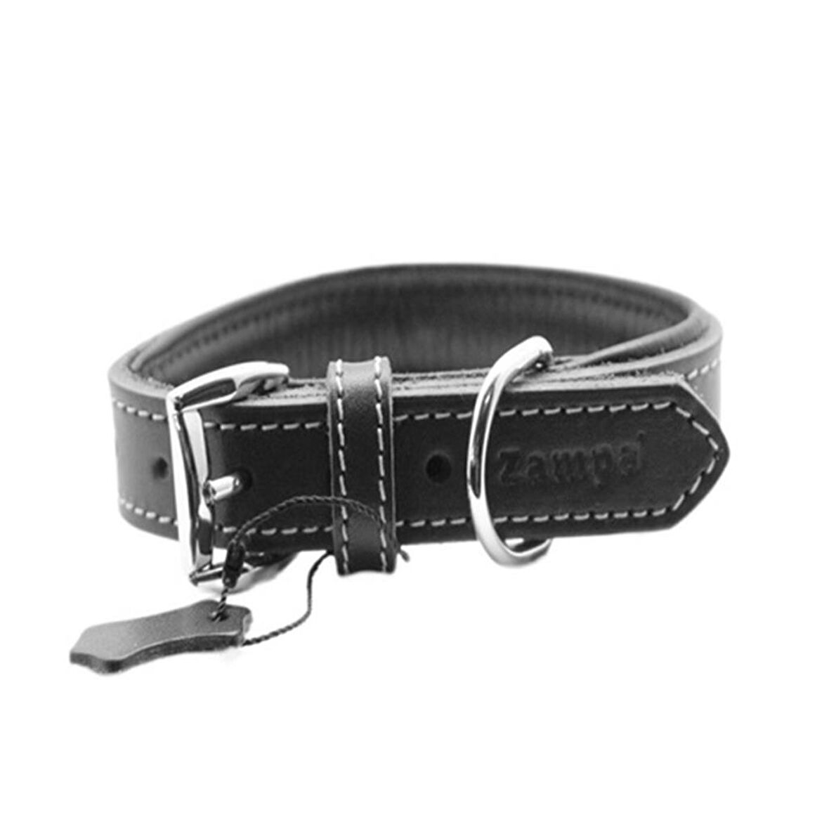 Zampa Yumuşak Dokulu Gerçek Deri Tribeca Köpek Boyun Tasması Siyah 3x54 Cm