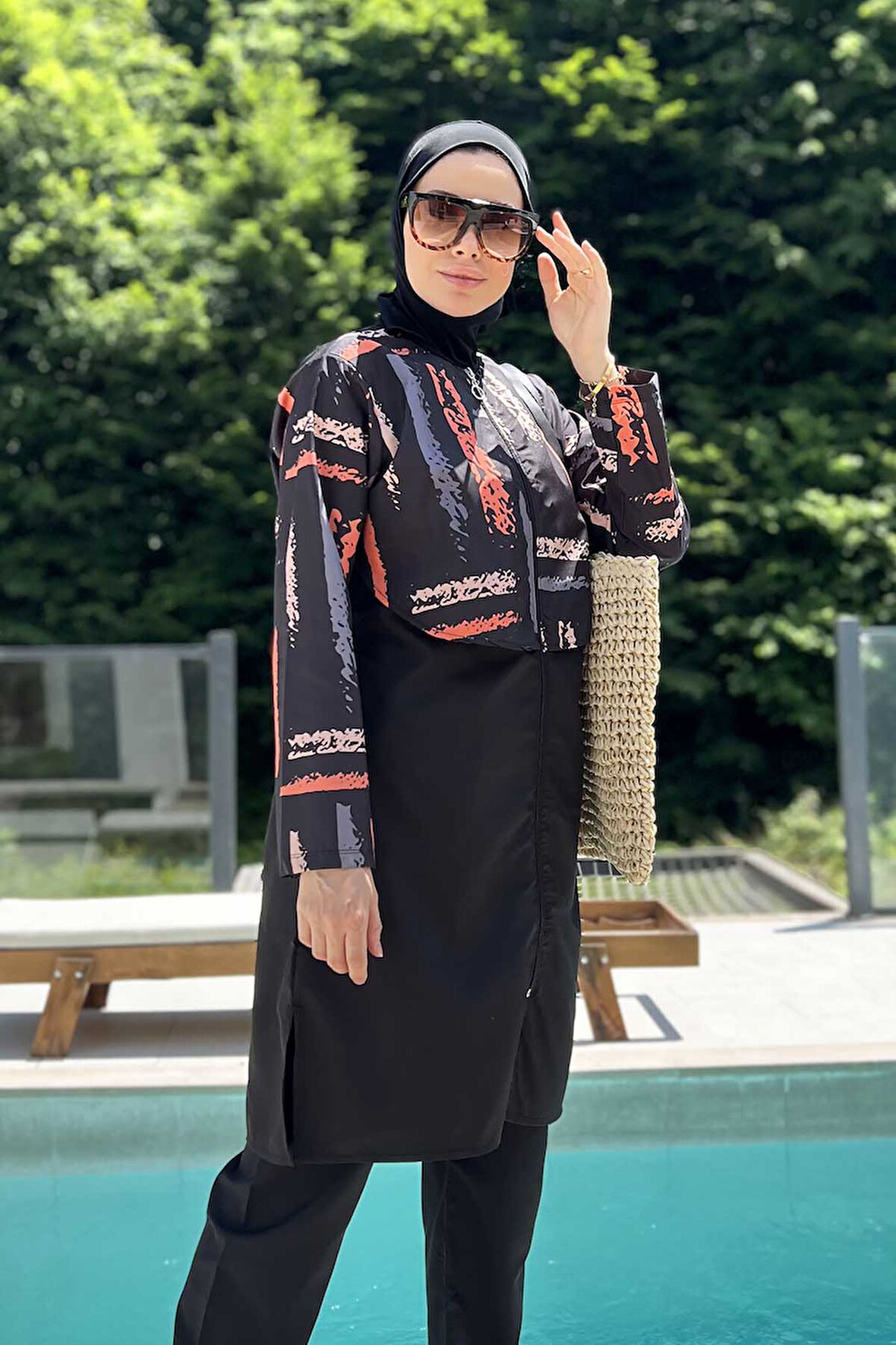 Paraşüt Tam Kapalı Tesettür Mayo Aller 2403 Çizgi | 3XL