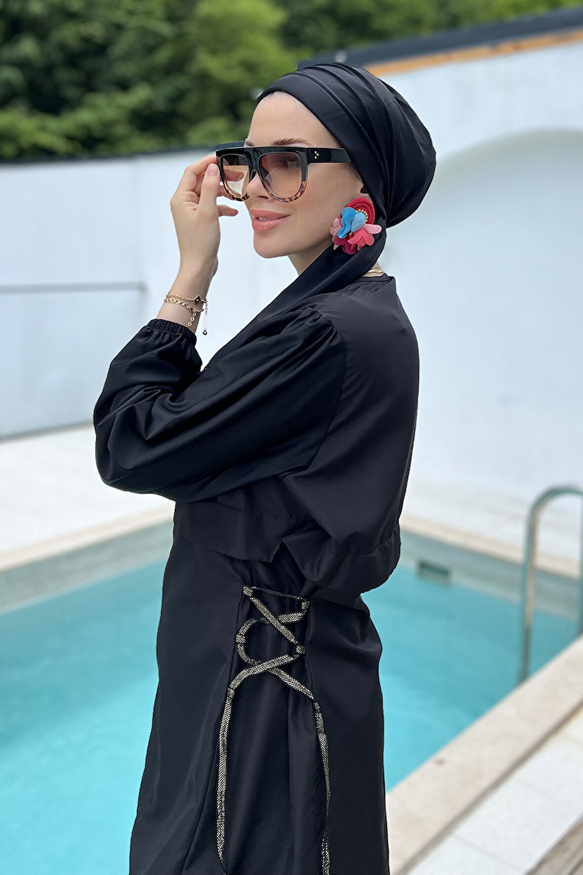 Tam Kapalı Tesettür Mayo Kara 2453 Siyah | M