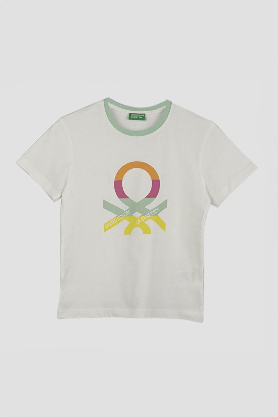 Kız Çocuk Bnt Renkli Logo T-Shirt - Beyaz | 7-8