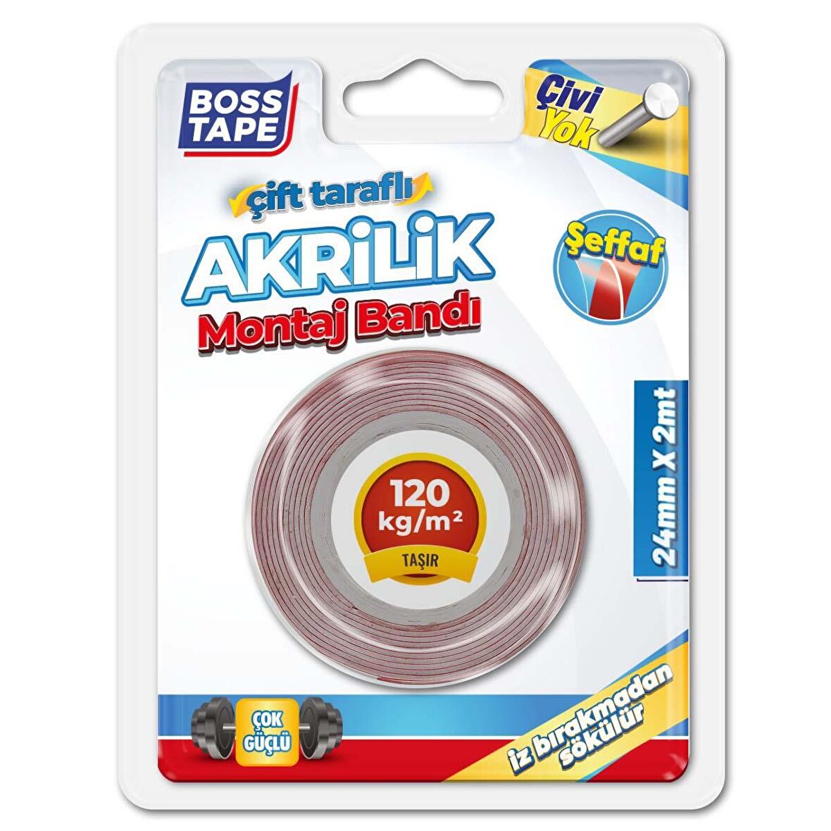 Şeffaf Çift Taraflı Akrilik Montaj Bandı-24mm/2mt