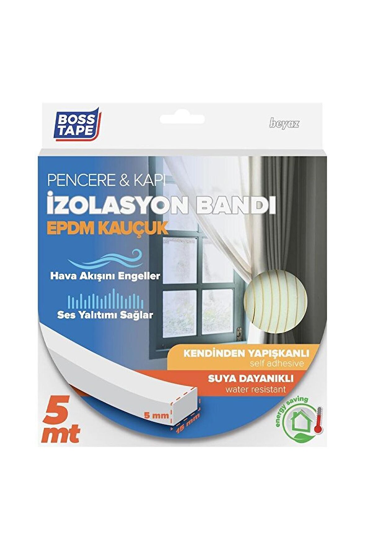 Epdm Kauçuk Pencere Kapı Izolasyon Bandı Beyaz 5mmx15mmx5mt