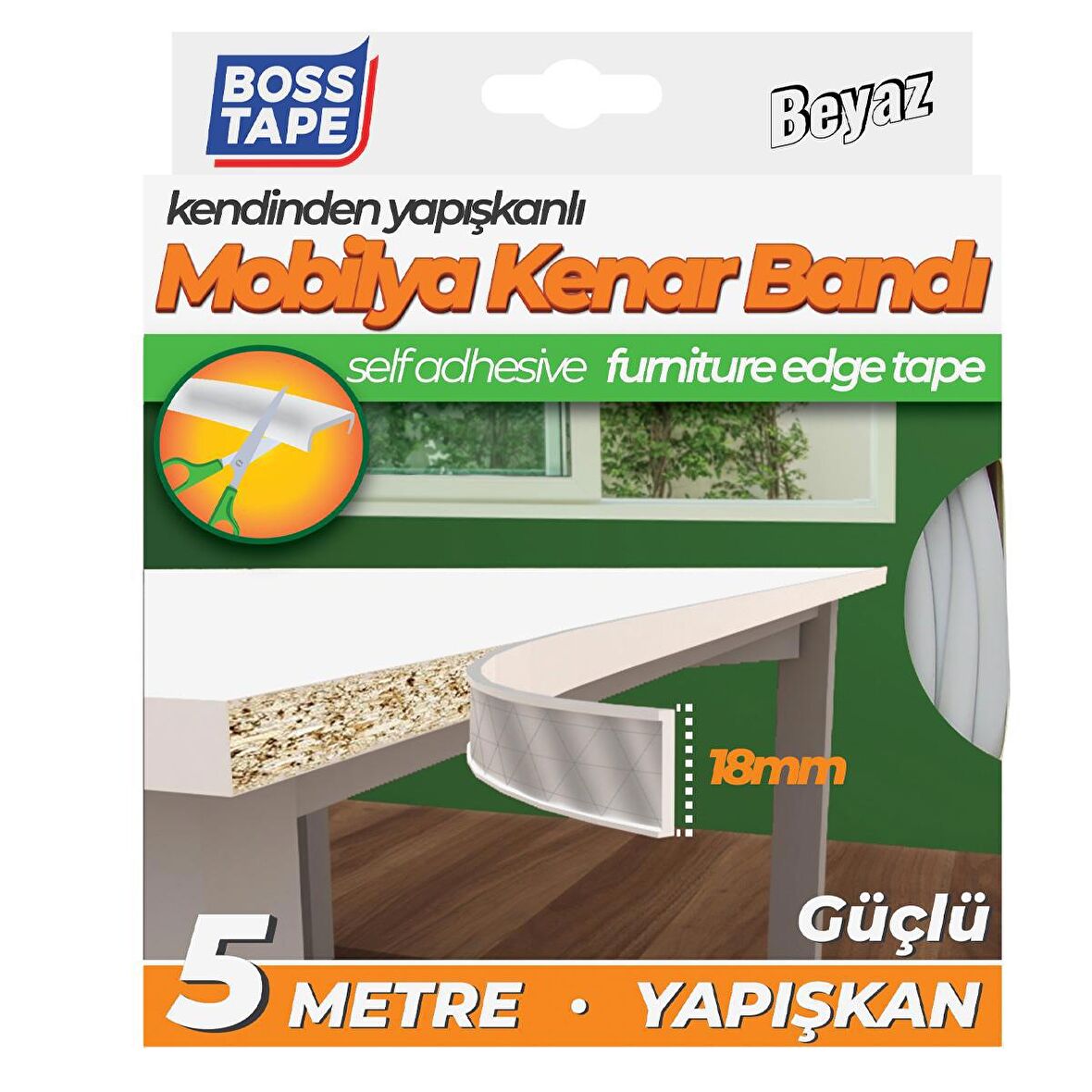 Boss Tape Yapışkanlı Beyaz Masa Mobilya Kenar Bandı