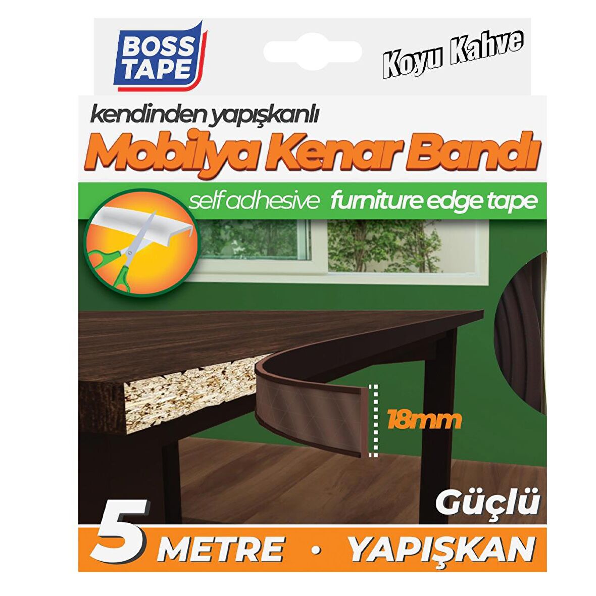 Boss Tape Yapışkanlı Koyu Kahve Masa Mobilya Kenar Bandı